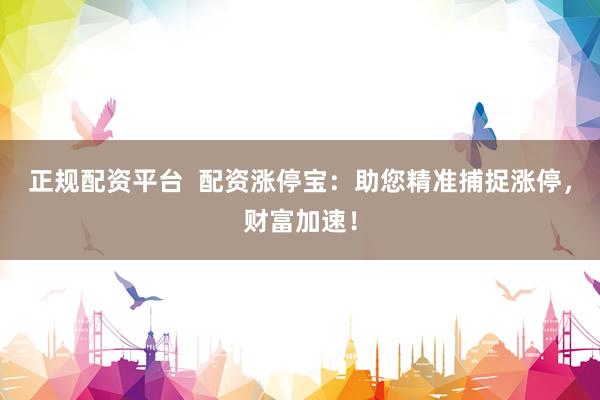 正规配资平台  配资涨停宝：助您精准捕捉涨停，财富加速！