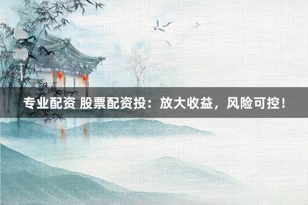 专业配资 股票配资投：放大收益，风险可控！