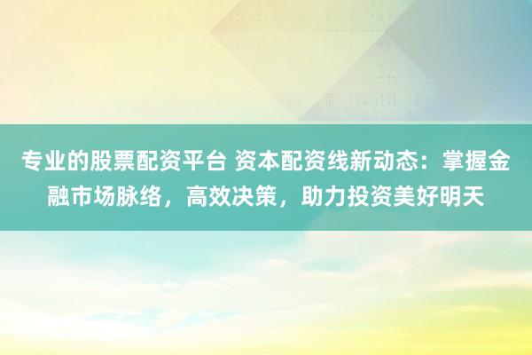 专业的股票配资平台 资本配资线新动态：掌握金融市场脉络，高效决策，助力投资美好明天