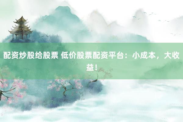 配资炒股给股票 低价股票配资平台：小成本，大收益！