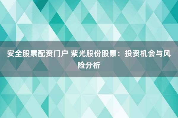 安全股票配资门户 紫光股份股票：投资机会与风险分析