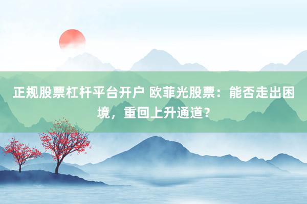 正规股票杠杆平台开户 欧菲光股票：能否走出困境，重回上升通道？