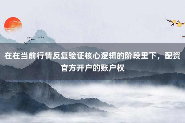 在在当前行情反复验证核心逻辑的阶段里下，配资官方开户的账户权