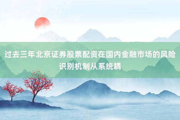 过去三年北京证券股票配资在国内金融市场的风险识别机制从系统耦