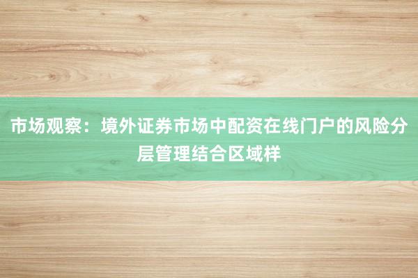 市场观察：境外证券市场中配资在线门户的风险分层管理结合区域样